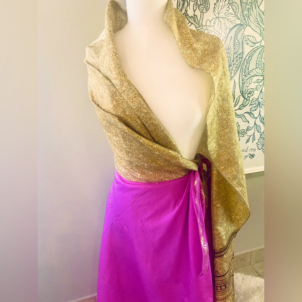 Pink & gold sari wrap